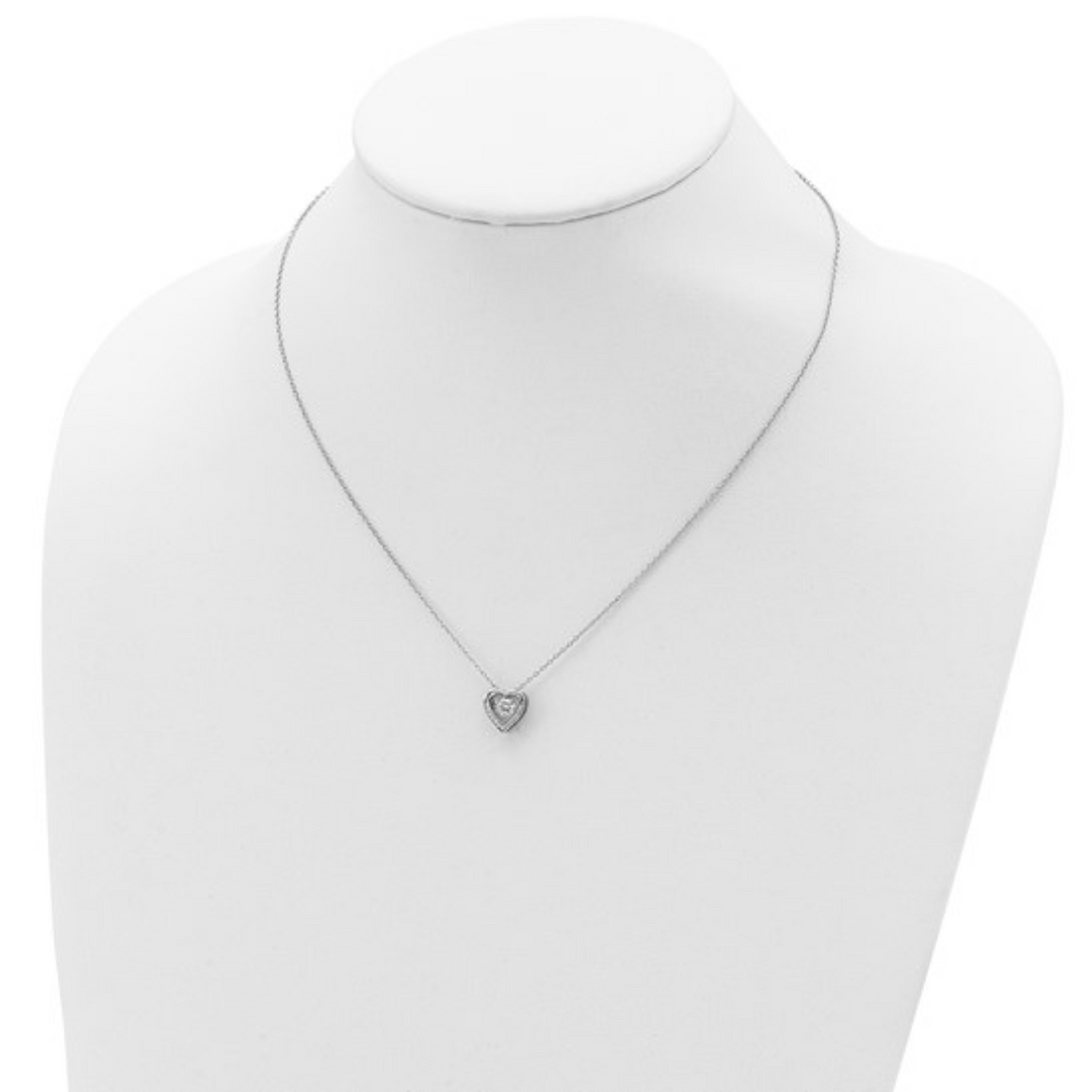 Cz Silver Heart Necklace