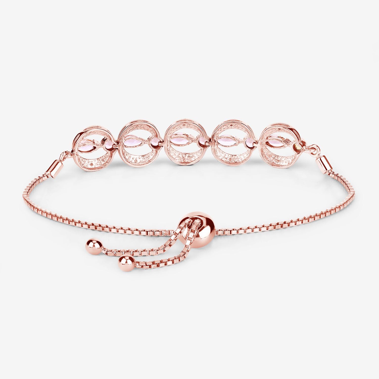 Genuine Morganite and Real Diamond Bolo Bracelet Fine Color Jewels