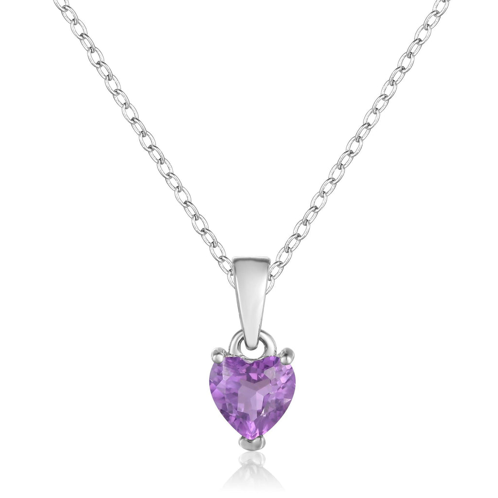 Amethyst Heart Necklace - FineColorJewels