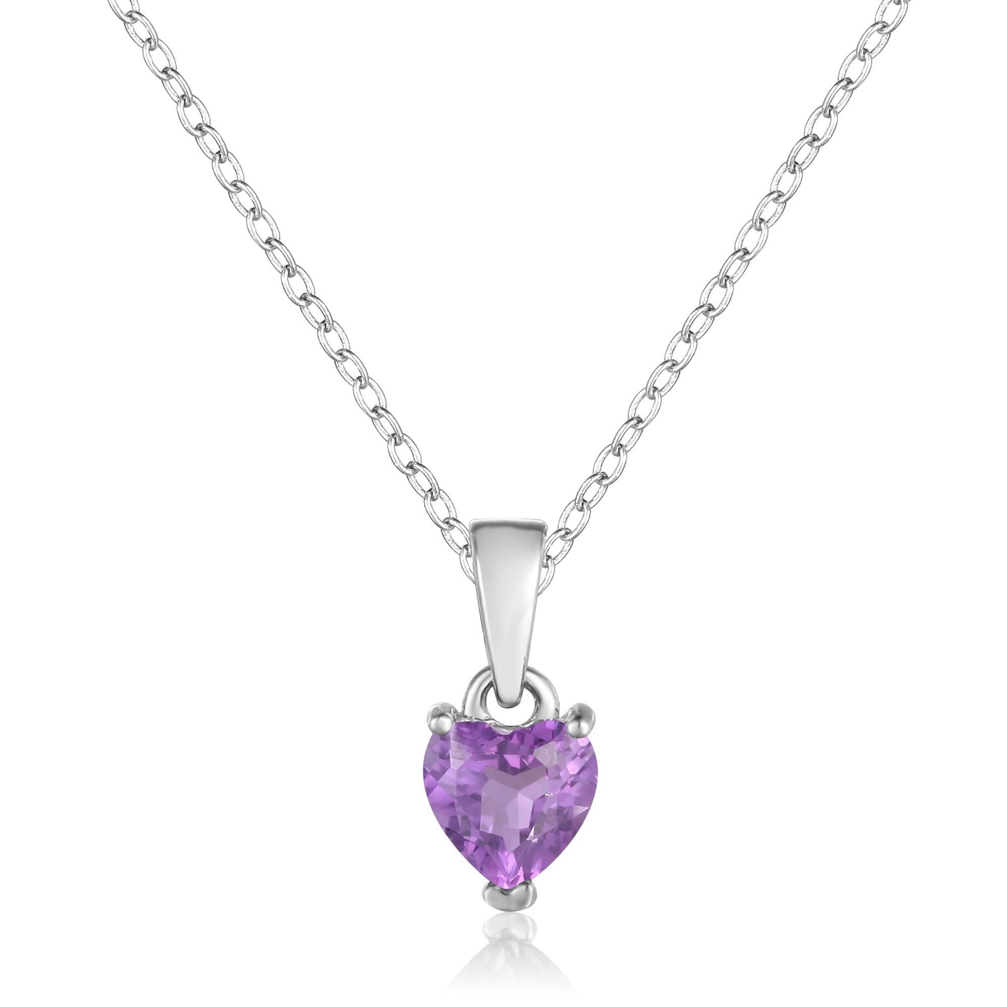 Amethyst Heart Necklace - FineColorJewels