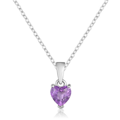 Amethyst Heart Necklace - FineColorJewels