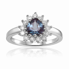 Load image into Gallery viewer, Alexandrite Heart Ring Sterling Silver Statement Ring Gift for Her Silver Heart Ring Valentines Gift for Her- FineColorJewels