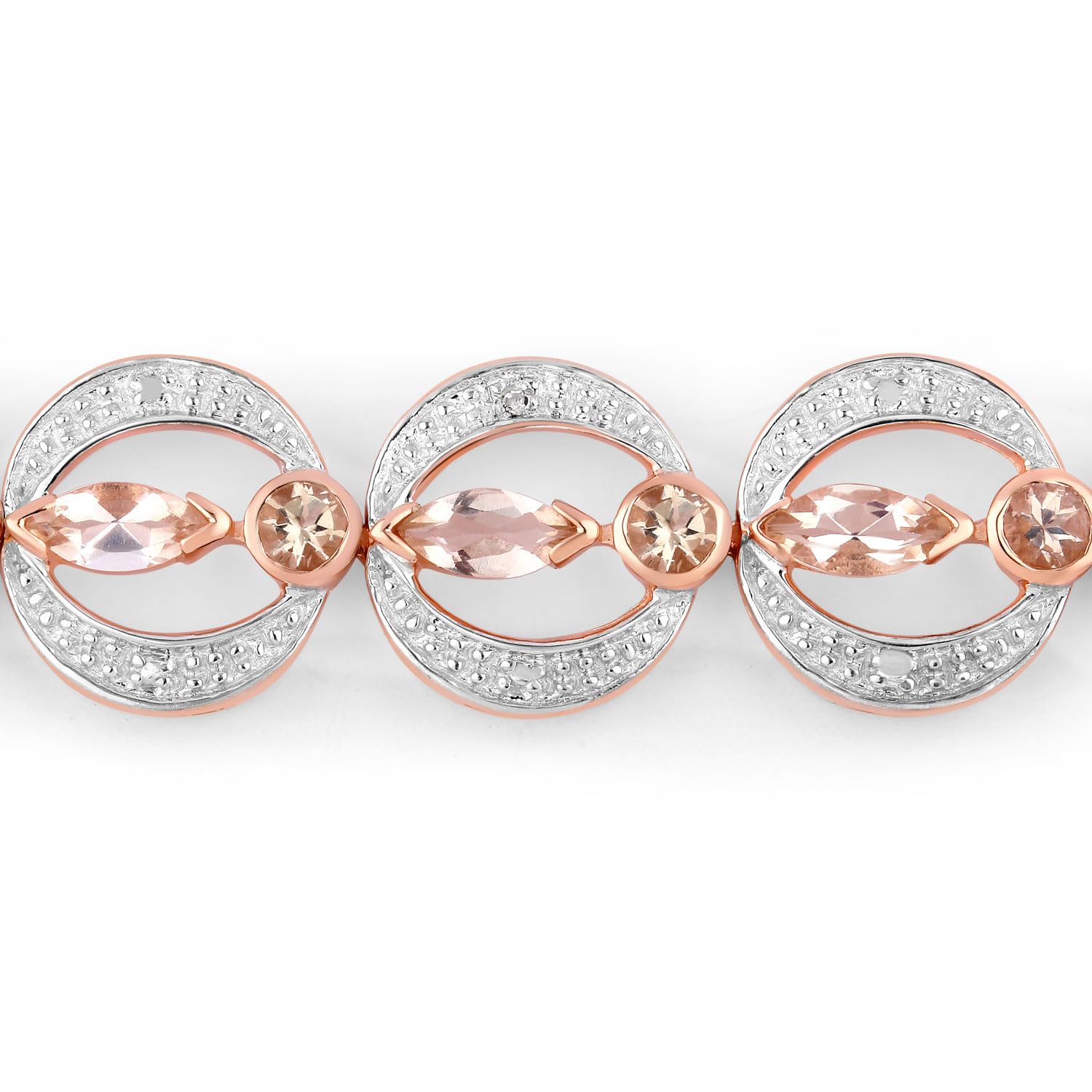 Genuine Morganite and Real Diamond Bolo Bracelet Fine Color Jewels