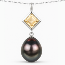 Load image into Gallery viewer, Citrine Tahitian Pearl Teardrop Pendant Necklace