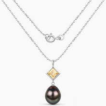 Load image into Gallery viewer, Citrine Tahitian Pearl Teardrop Pendant Necklace