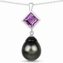Load image into Gallery viewer, Amethyst Tahitian Cultured Pearl Pendant Necklace