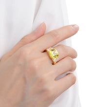 Load image into Gallery viewer, Yellow Diamond 18K Gold Plated Sterling Silver Ring Jewelry Gift - FineColorJewels