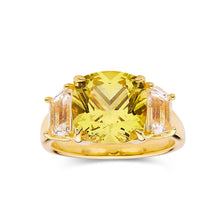 Load image into Gallery viewer, Yellow Sapphire Statement Ring Anniversary Gift For Her Yellow Diamond 18K Gold Plated Sterling Silver Ring- FineColorJewels