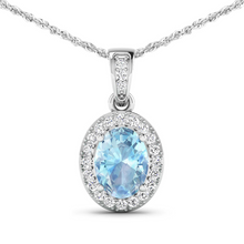 Load image into Gallery viewer, 14K White Gold Aquamarine Pendant