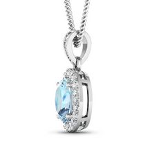 Load image into Gallery viewer, 14K White Gold Aquamarine Pendant