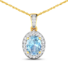 Load image into Gallery viewer, 14K Yellow Gold Aquamarine Pendant with White Diamonds