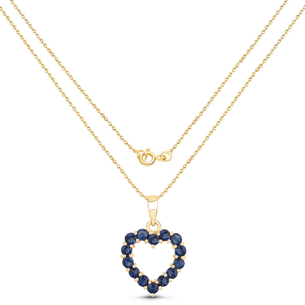10K Yellow Gold Sapphire Heart Necklace