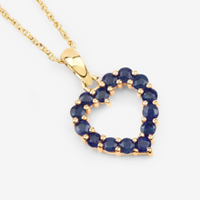 Load image into Gallery viewer, 10K Yellow Gold Sapphire Heart Necklace