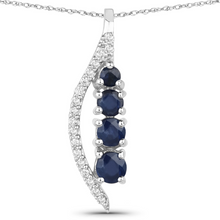Load image into Gallery viewer, 14K White Gold Blue Sapphire And Diamond Necklace