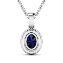 Load image into Gallery viewer, 14K White Gold Blue Sapphire Diamond Pendant