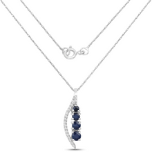 Load image into Gallery viewer, 14K White Gold Blue Sapphire And Diamond Necklace