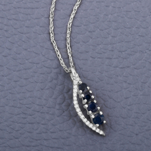 Load image into Gallery viewer, 14K White Gold Blue Sapphire And Diamond Necklace