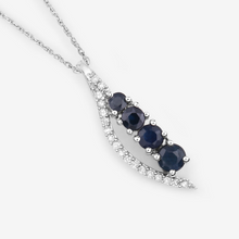 Load image into Gallery viewer, 14K White Gold Blue Sapphire And Diamond Necklace