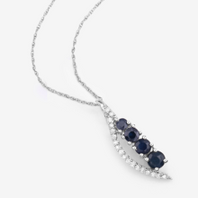 Load image into Gallery viewer, 14K White Gold Blue Sapphire And Diamond Necklace