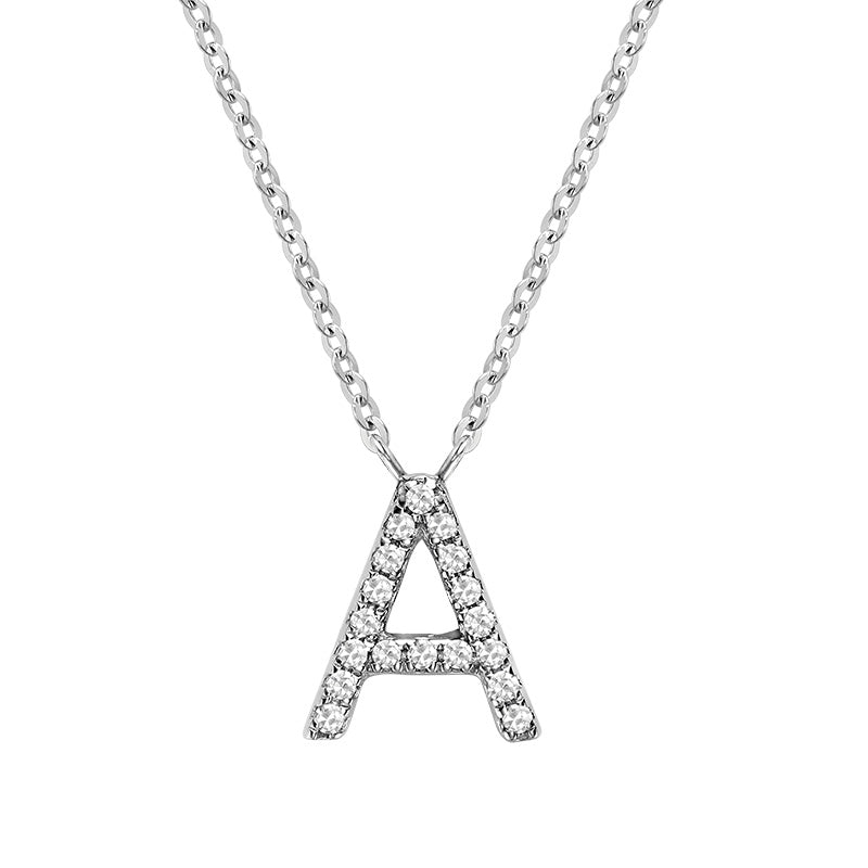 Product Image of Bold Diamond A Letter Initial Necklace White Gold