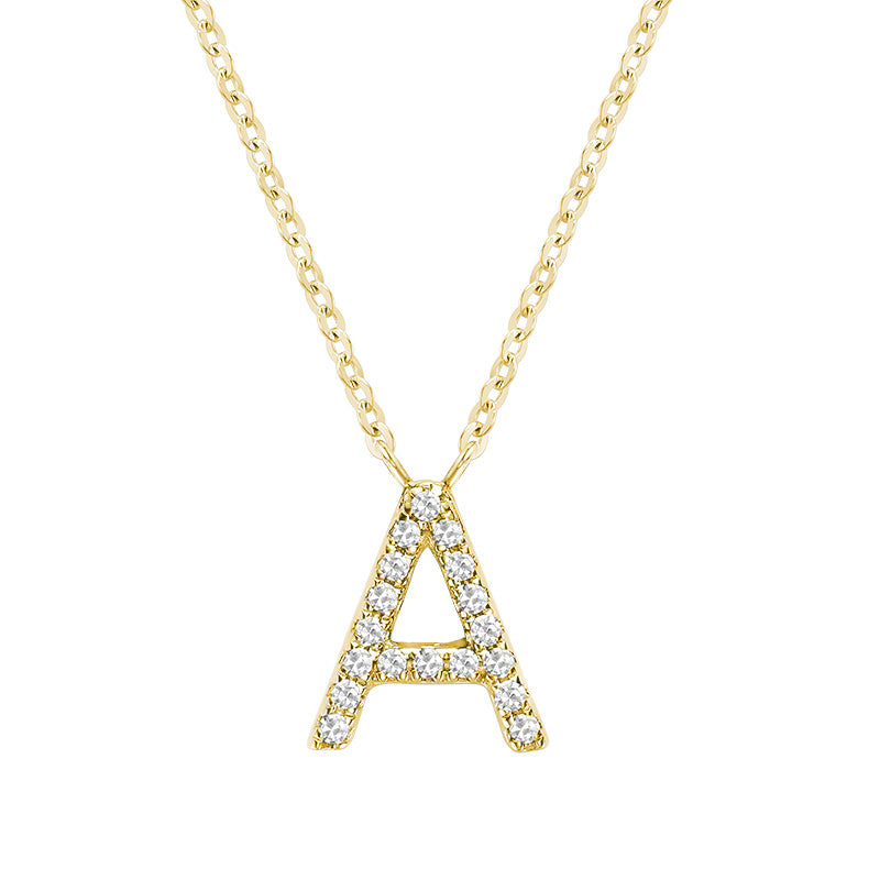 Product Image of Bold Diamond A Letter Initial Necklace Yellow Gold