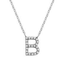 Load image into Gallery viewer, Product Image of Bold Diamond B Letter Initial Necklace White Gold