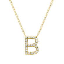 Load image into Gallery viewer, Product Image of Bold Diamond B Letter Initial Necklace Yellow Gold