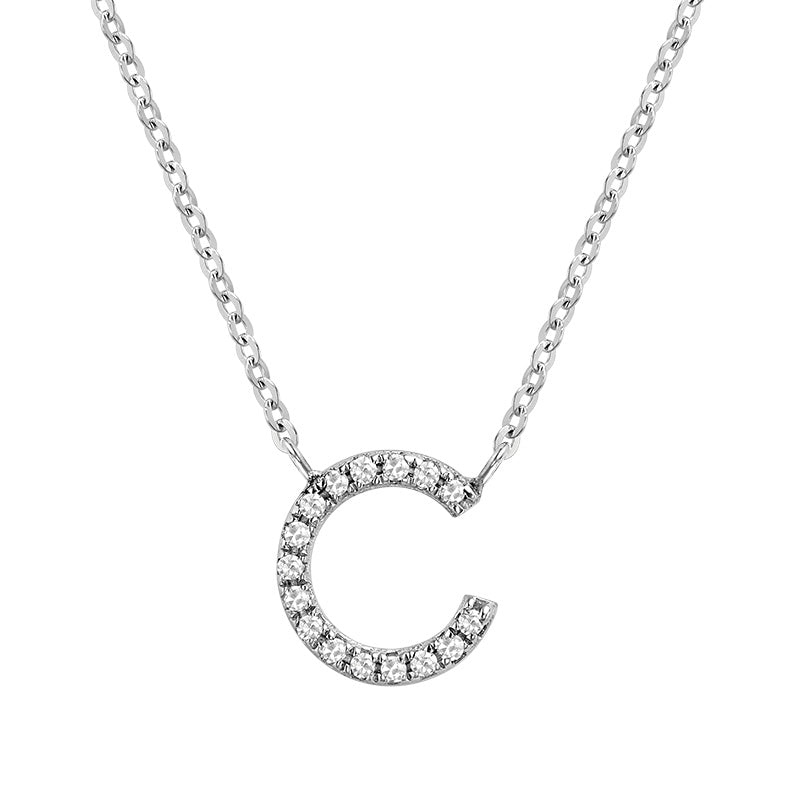 Product Image of Bold Diamond C Letter Initial Necklace White Gold