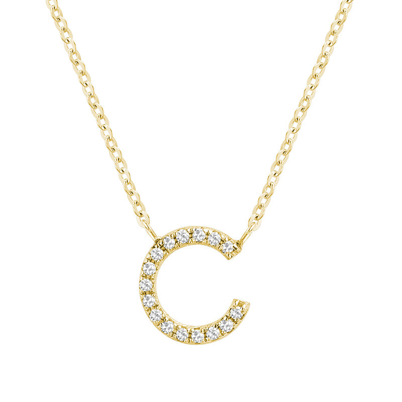 Product Image of Bold Diamond C Letter Initial Necklace Yellow Gold