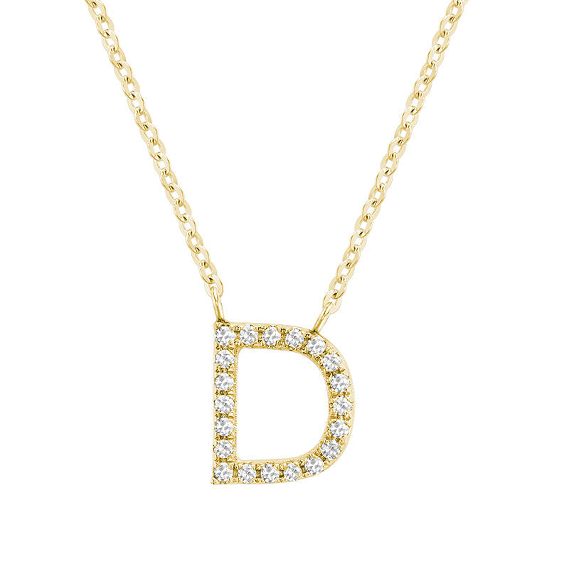 Product Image of Bold Diamond D Letter Initial Necklace Yellow Gold