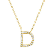 Load image into Gallery viewer, Product Image of Bold Diamond D Letter Initial Necklace Yellow Gold