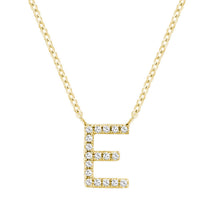 Load image into Gallery viewer, Product Image of Bold Diamond E Letter Initial Necklace Yellow Gold