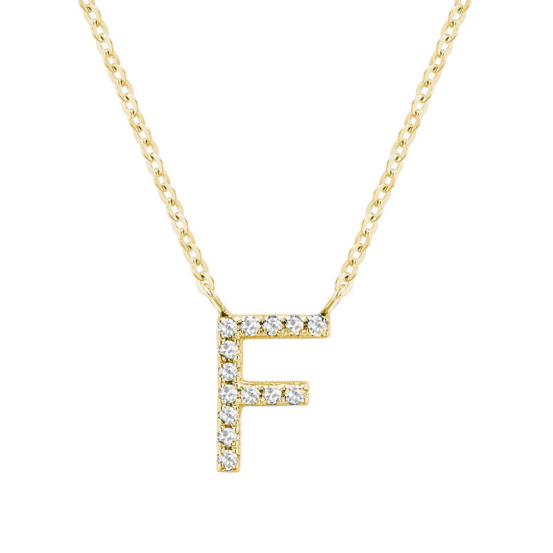 Product Image of Bold Diamond F Letter Initial Necklace Yellow Gold