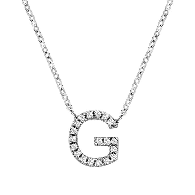 Product Image of Bold Diamond G Letter Initial Necklace White Gold
