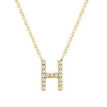 Load image into Gallery viewer, Product Image of Bold Diamond H Letter Initial Necklace Yellow Gold