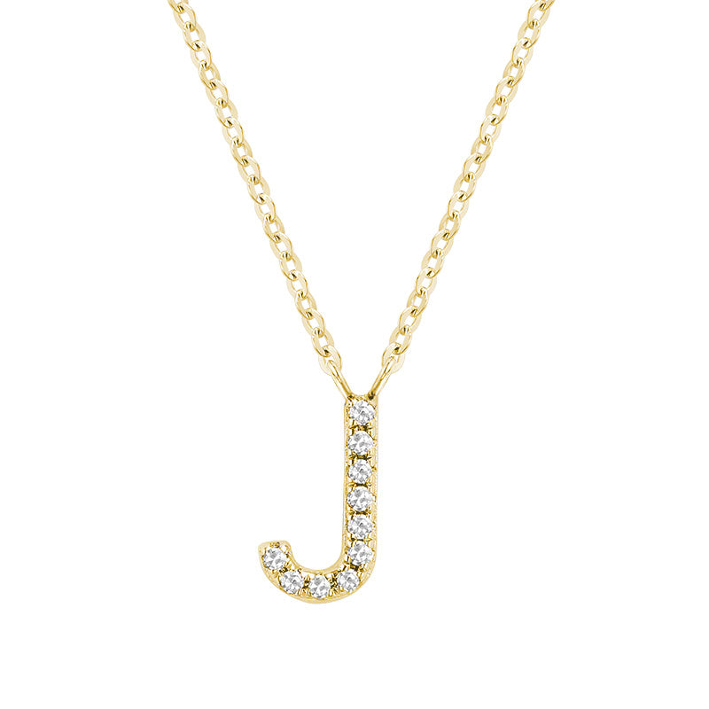 Product Image of Bold Diamond J Letter Initial Necklace Yellow Gold
