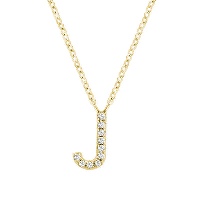 Product Image of Bold Diamond J Letter Initial Necklace Yellow Gold