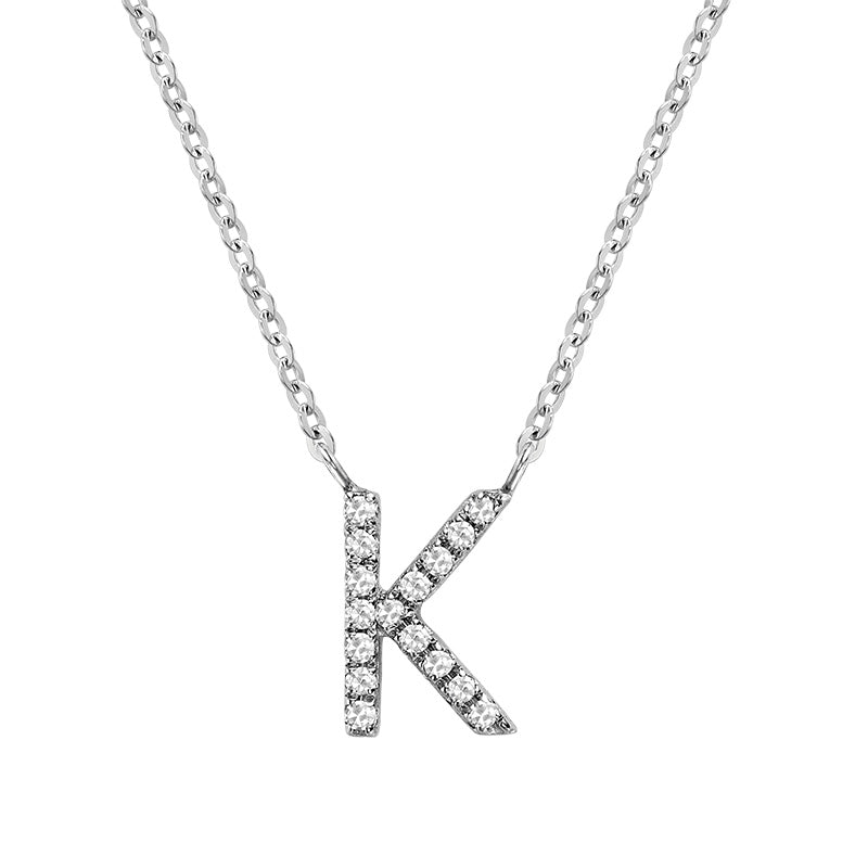 Product Image of Bold Diamond K Letter Initial Necklace White Gold