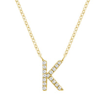 Load image into Gallery viewer, Product Image of Bold Diamond K Letter Initial Necklace Yellow Gold