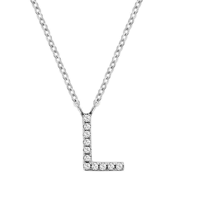 Product Image of Bold Diamond L Letter Initial Necklace White Gold