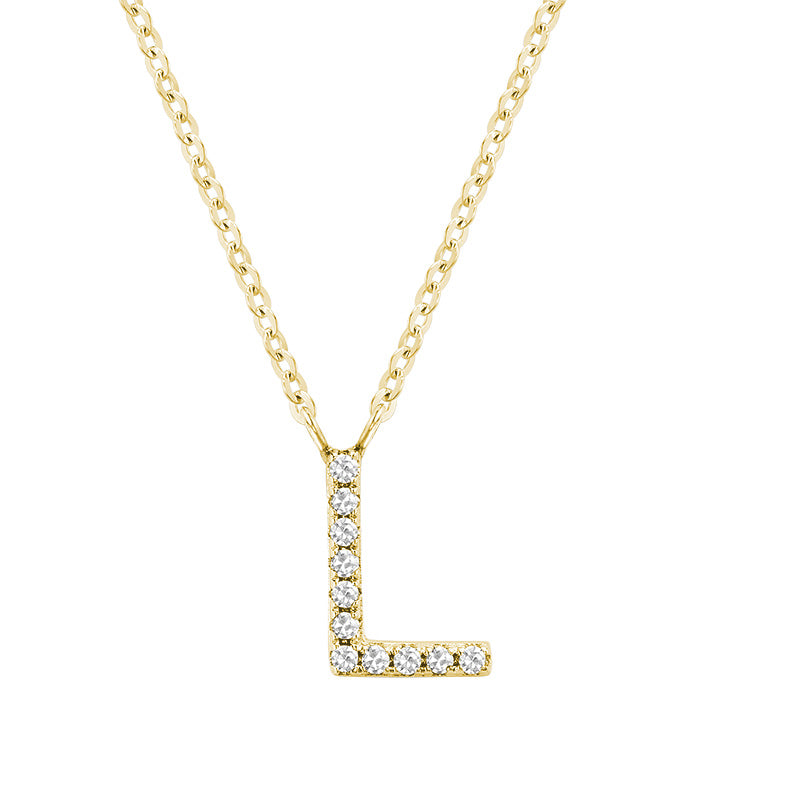 Product Image of Bold Diamond L Letter Initial Necklace Yellow Gold
