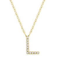 Load image into Gallery viewer, Product Image of Bold Diamond L Letter Initial Necklace Yellow Gold