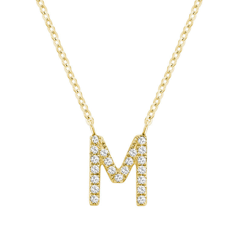 Product Image of Bold Diamond M Letter Initial Necklace Yellow Gold