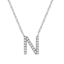 Load image into Gallery viewer, Product Image of Bold Diamond N Letter Initial Necklace White Gold