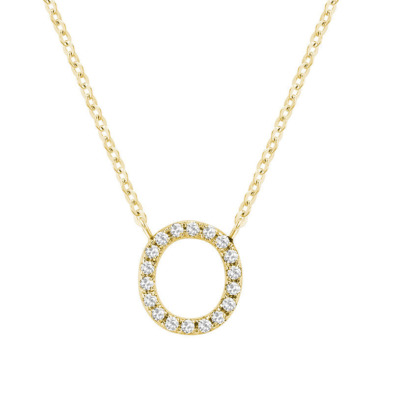 Product Image of Bold Diamond O Letter Initial Necklace Yellow Gold