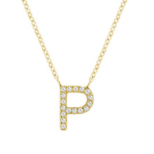 Load image into Gallery viewer, Product Image of Bold Diamond P Letter Initial Necklace Yellow Gold
