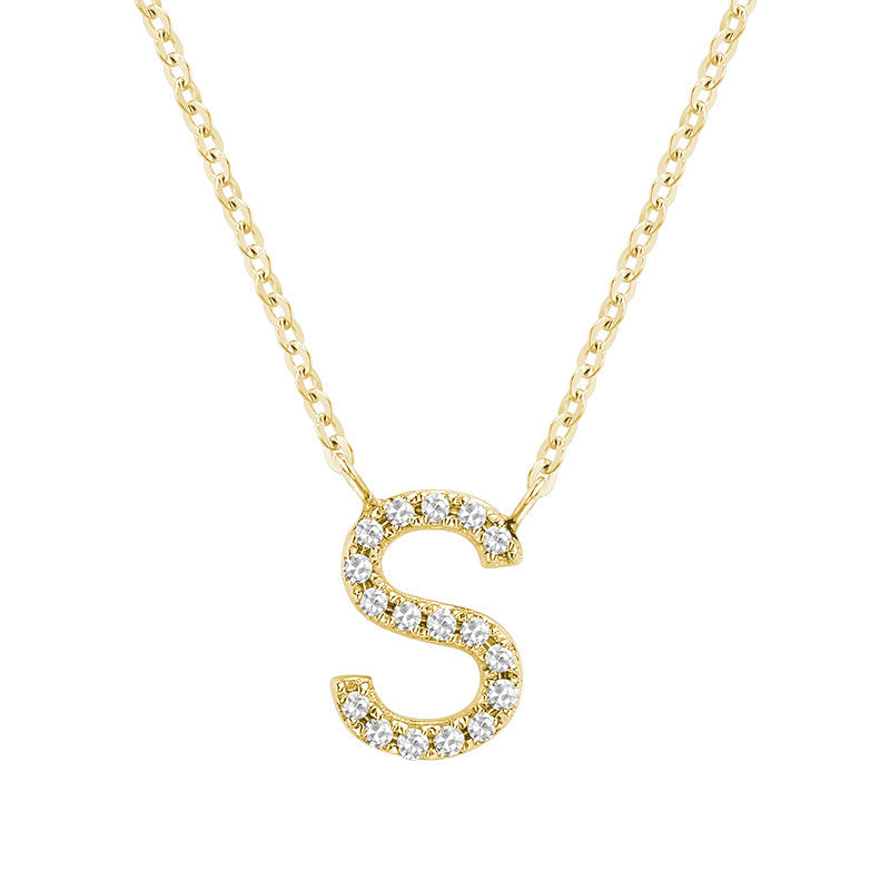 Product Image of Bold Diamond S Letter Initial Necklace Yellow Gold