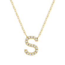 Load image into Gallery viewer, Product Image of Bold Diamond S Letter Initial Necklace Yellow Gold