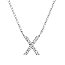 Load image into Gallery viewer, Product Image of Bold Diamond X Letter Initial Necklace White Gold