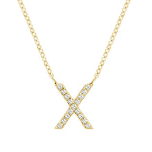 Load image into Gallery viewer, Product Image of Bold Diamond X Letter Initial Necklace Yellow Gold